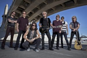 Foreigner (L-R): Chris Frazier (drums), Tom Gimbel (sax, keyboards, guitar), Kelly Hansen (lead vocals), Mick Jones (lead guitar), Jeff Pilson (bass), Michael Bluestein (keyboards), Bruce Watson (guitar). Photo Credit: Bill Bernstein