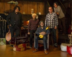 Johnny Echols, LOVE lead guitarist with Baby Lemonade as LOVE revisited 2-28-2016 LtoR: Rusty Squeezebox, Mike Randle, Johnny Echols, Daddyo Green, Dave Chapple