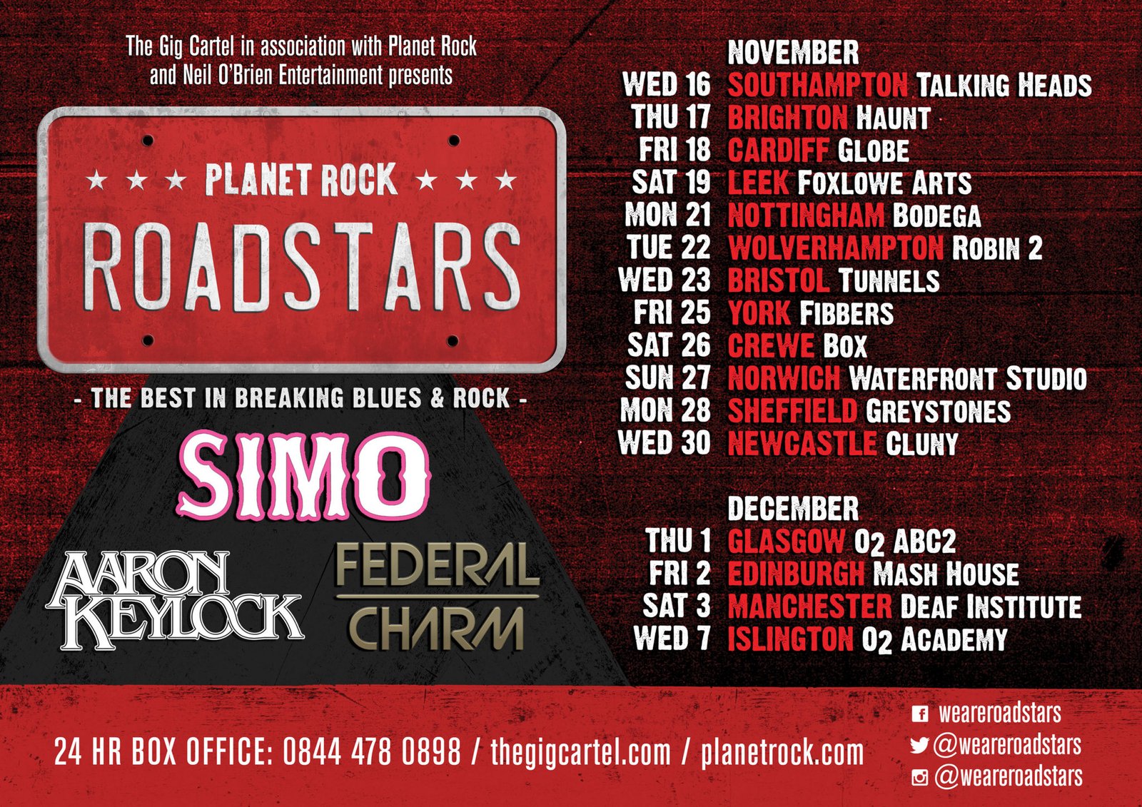 Planet Rock ‘Roadstars’ Announce Winter 2016 UK Tour