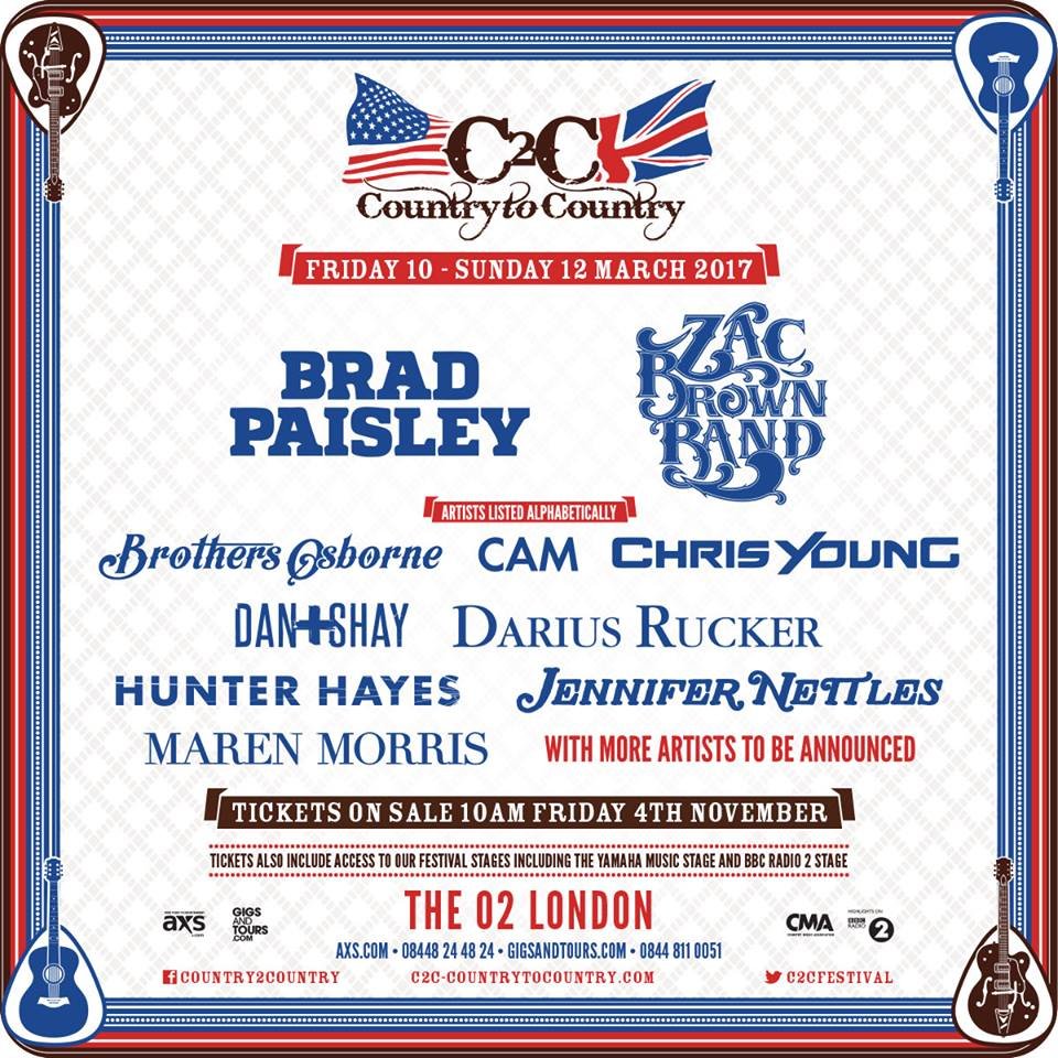 Country 2 Country Festival Announces First Wave of Artists For 2017