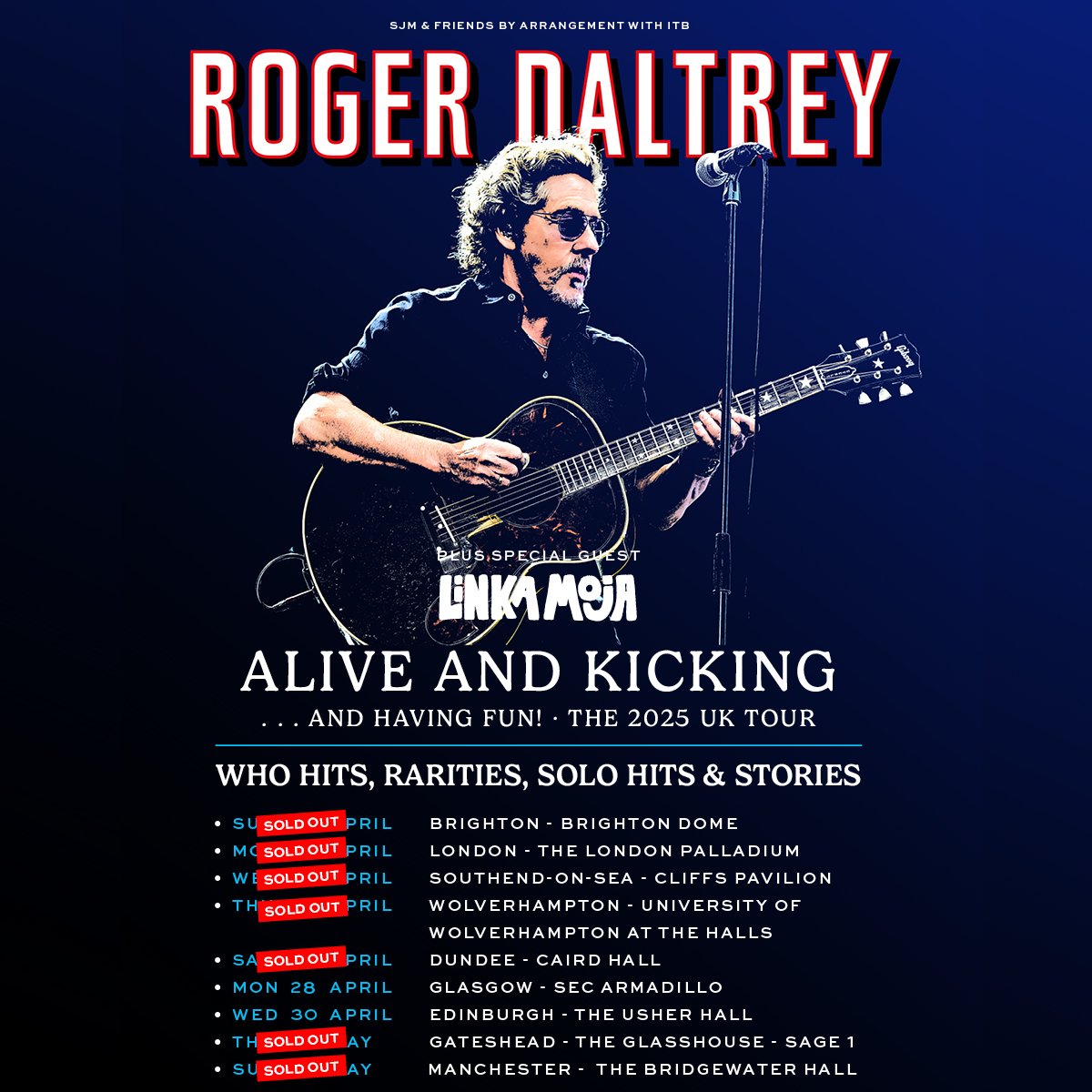 Roger Daltrey 2025 UK Tour Poster Liz Stringer